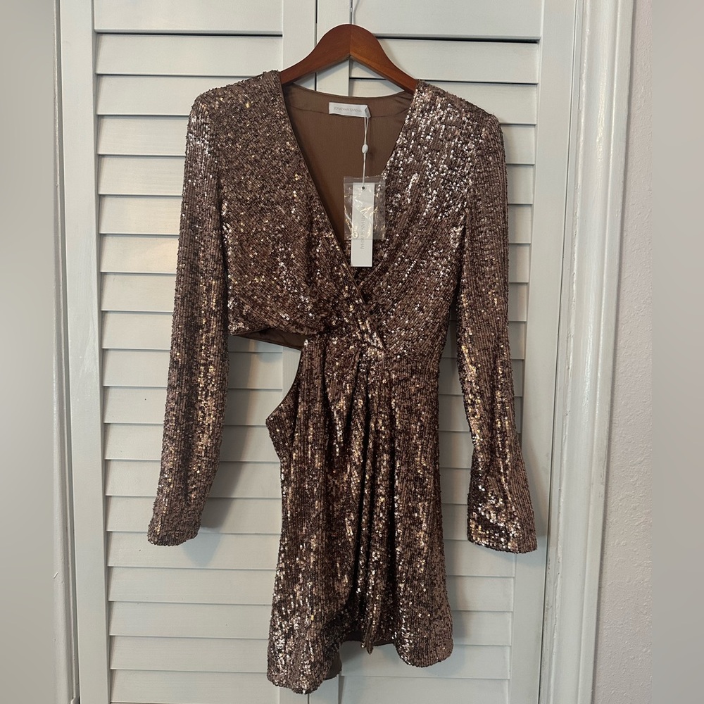 JONATHAN SIMKHAI Conrad Rose/Gold Sequin Mini Dress NWT